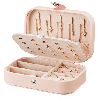 

Lady PU Leather Jewelry Box Storage Box Ring Display Case Portable Jewelry Organizer for Necklaces Joyeros Organizador De Joyas