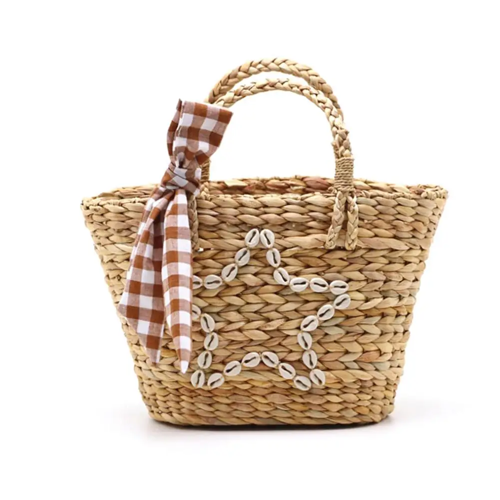 

Hand Woven Retro Straw Bag Rattan Braided Causal Totes Round Handle Summer Beach Tote Bucket Bags For Women Travel Handbag