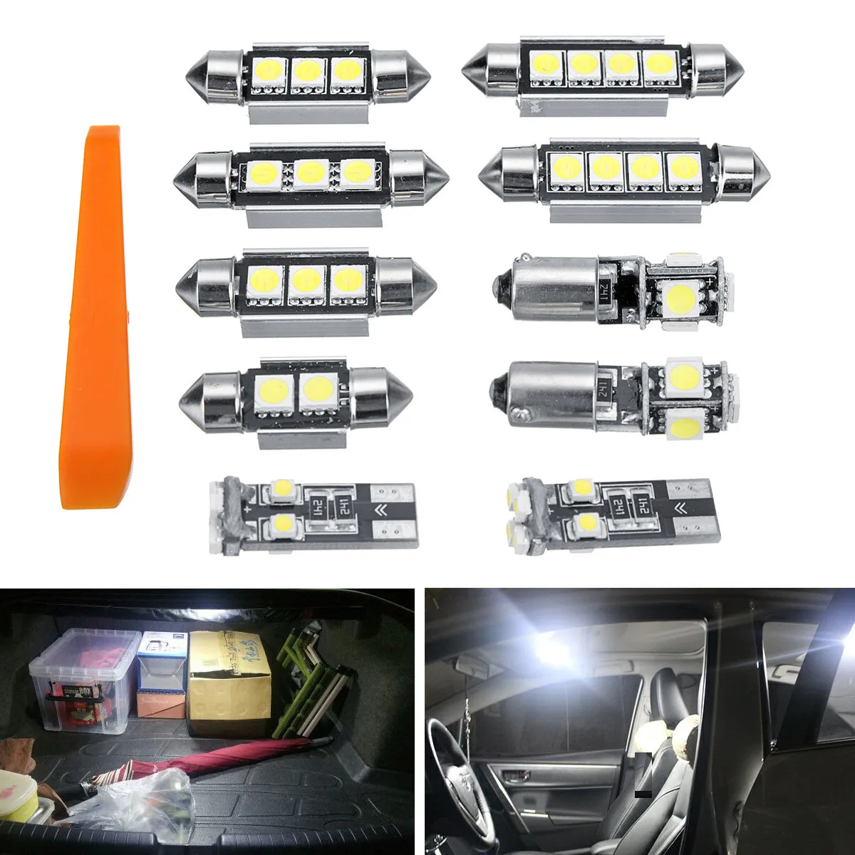 

Mofaner 10pcs Error Free Lights SMD LED Interior Lights Kit For Volkswagen for VW MK4 Golf GTI Jetta 1999-2005