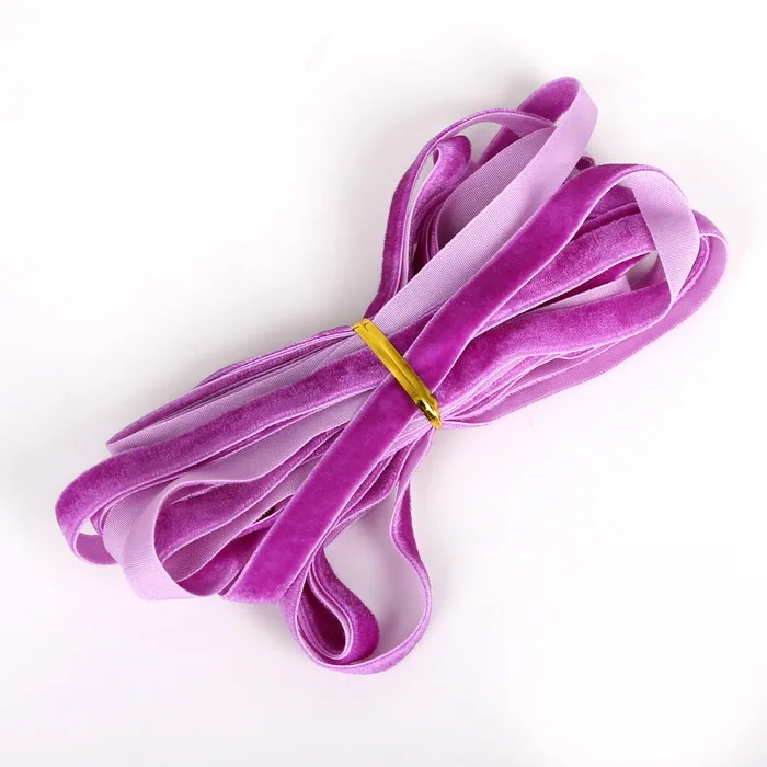 5 Ярд/лот блестящая нейлоновая односторонняя бархатная лента велюровая тесьма тканевая повязка на голову лента для волос аксессуары из кружевной ткани 10 мм - Цвет: Purple