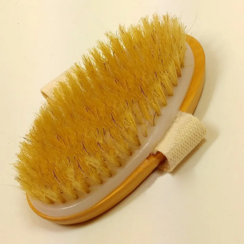 Dry Skin Body Brush Natural Bristle Brush Soft Handle Pouch Brush SPA