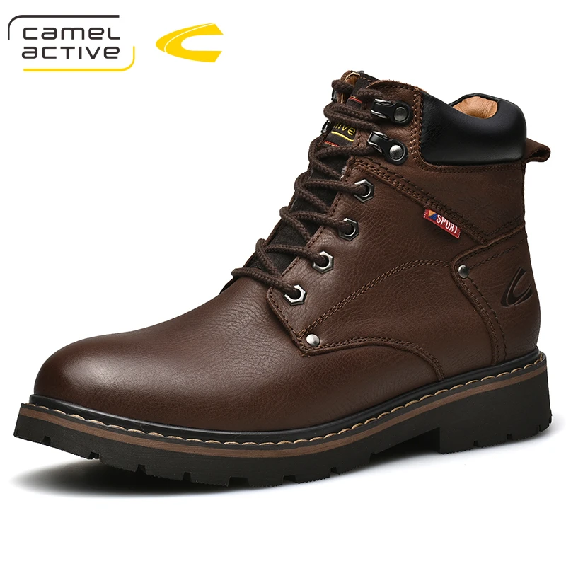 Ceny Camel Active nowe oryginalne skórzane buty bojowe botki wojskowe obuwie ochronne zimowe ciepłe męskie buty Zapatos de Hombre