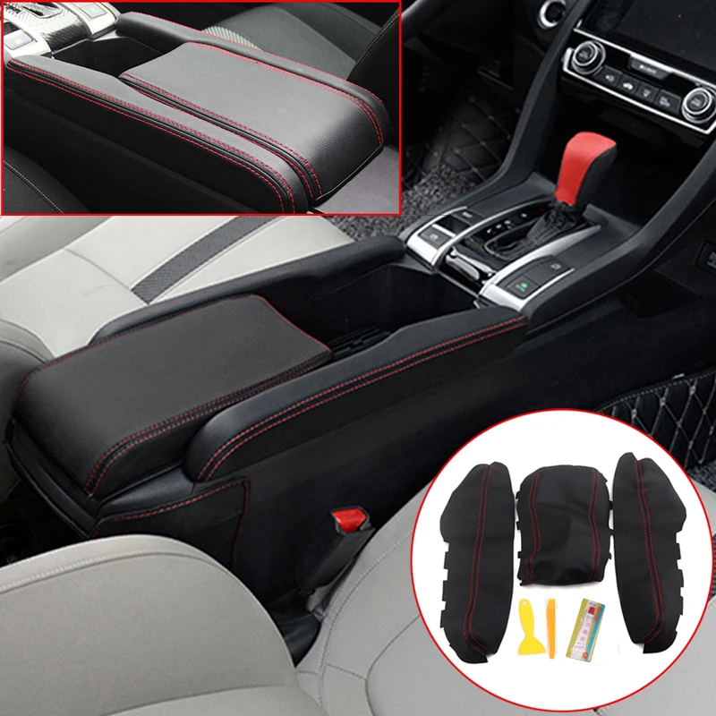 3 шт./компл. кожаный центральный подлокотник-ящик чехол накладка для Honda Civic-17 18
