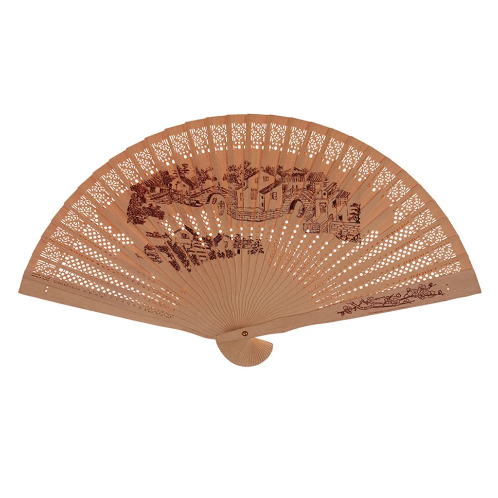 Hand fan bamboo Chinese Style personalized hand fans wedding favors Party Hollow Folding Hand Held Flower Fan L619 - Цвет: D