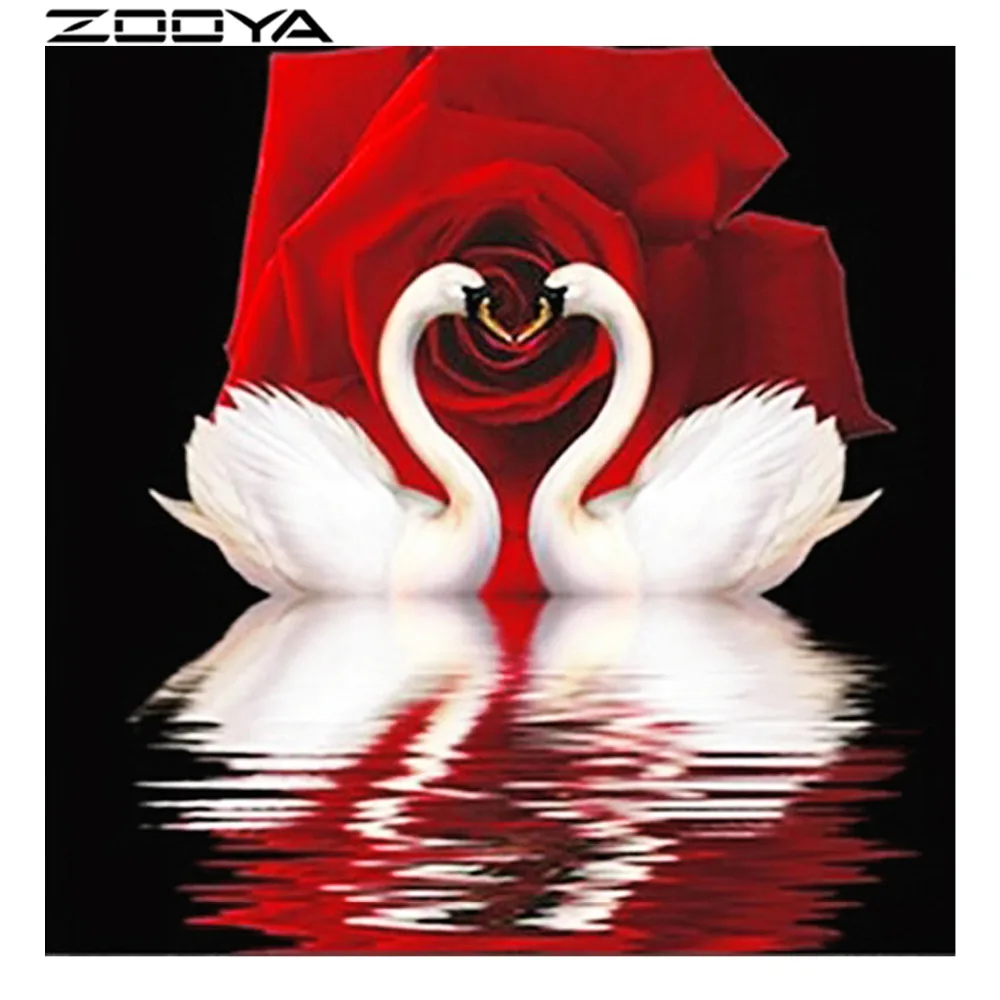 ZOOYA DIY рукоделие алмазная живопись Два лебедя цветы вышивка все стразы мозаика