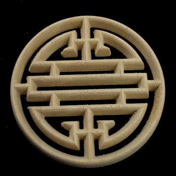 

Chinese Style Wood Carved Corner Onlay Applique Exquisite Unpainted Vintage Home Decoration Accessories Figurine Wooden Letters