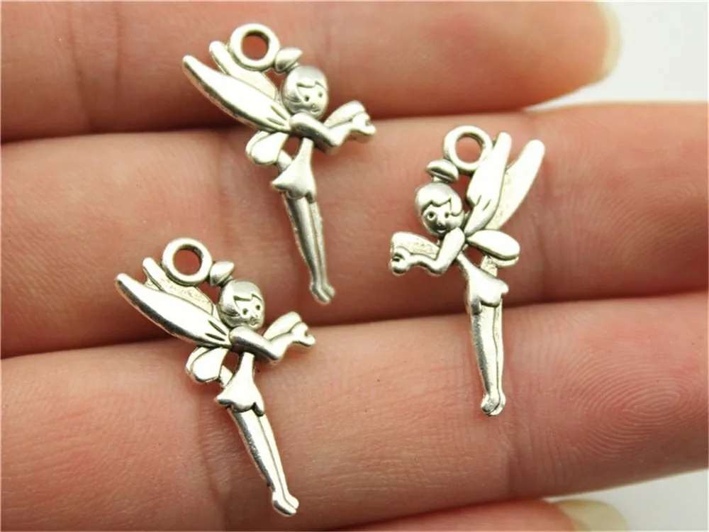 

WYSIWYG 10pcs 25x15mm Charms Angel Wings Angel Fairy Charm Fairy Angel Charms Vintage DIY Accessories For Jewelry Making