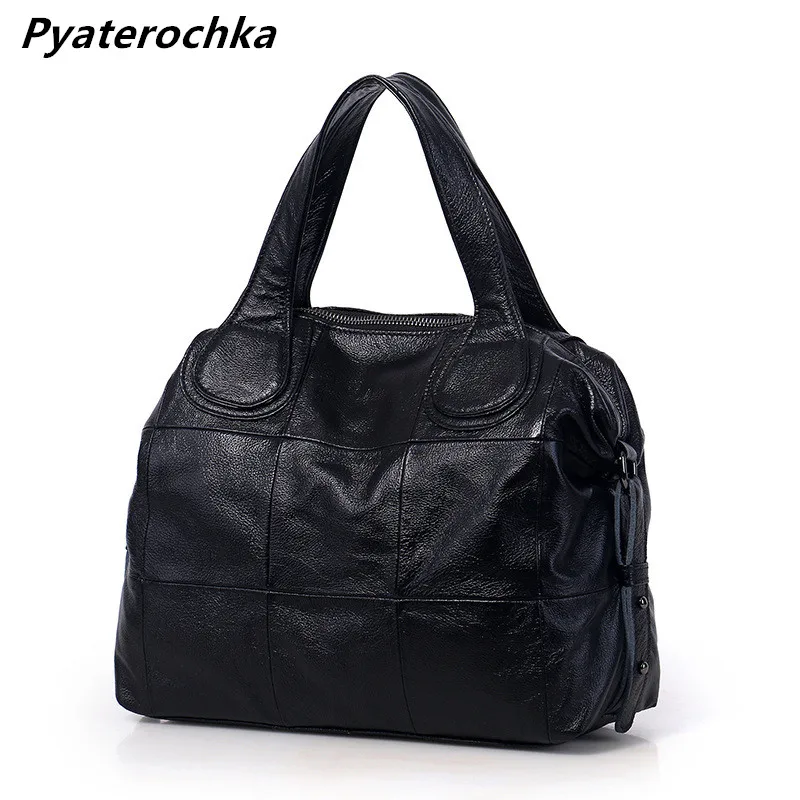 

Pyaterochka Genuine Leather Handbags Large Capacity Women Casual Boston Shoulder Bags Luxury Totes Famous Brand 2018 Bag Bao Bao