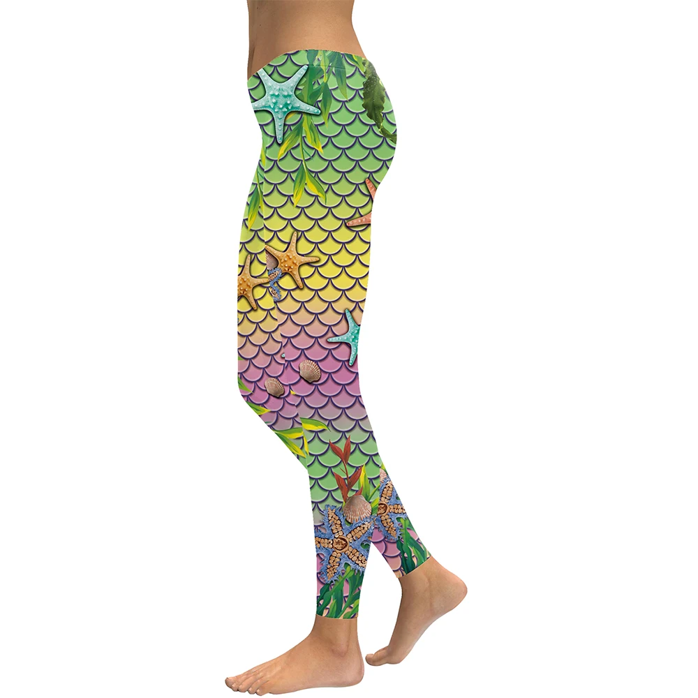 leggings NADANBAO New Galaxy Leggings Women Sexy Mermaid Legging Fish Scale Leggins Fitness Colorful Plus Size Elasticity Legins aybl leggings