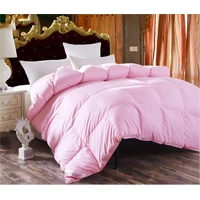 Белая утка/гусиный пух, зимнее одеяло, наполнитель, хлопок, пододеяльник, Твин, один, королева, размер 200*150 см, пододеяльник - Цвет: Розовый