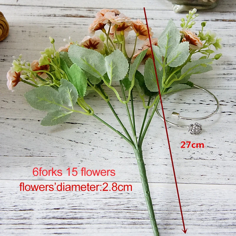 6 forks 15heads roses artificial flowers party home balcony decoration rose bunches flower shooting props (2)