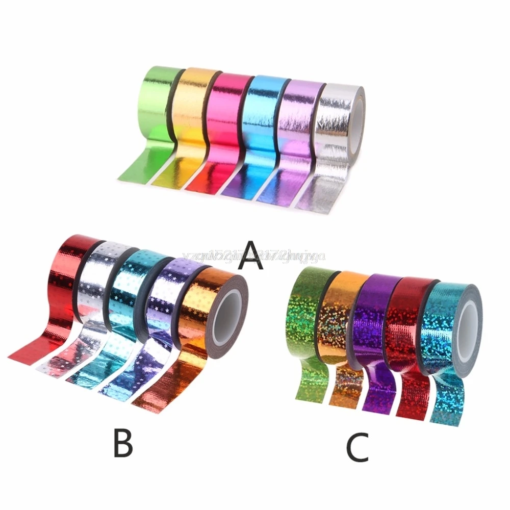 

15mmX5m Rhythmic Decoration Holographic Glitter Tape Ring Stick Accessory Washi Tape DIY Masking Tape A02 19 Dropship