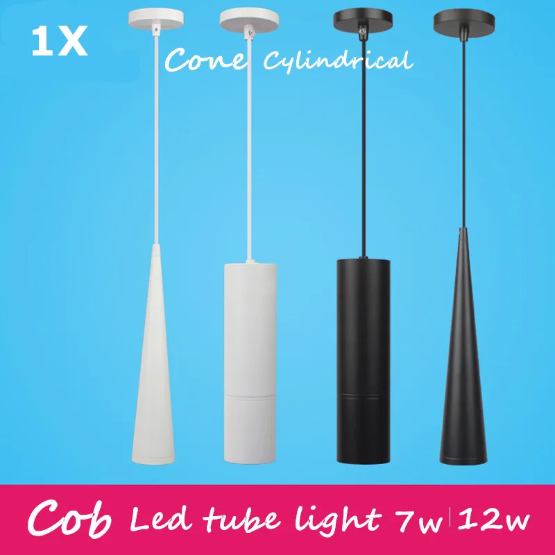 

Modern Dimmable Cylinder led pendant light COB hang lamp15w white black pink bule dining/living room bar cafe droplight fixture
