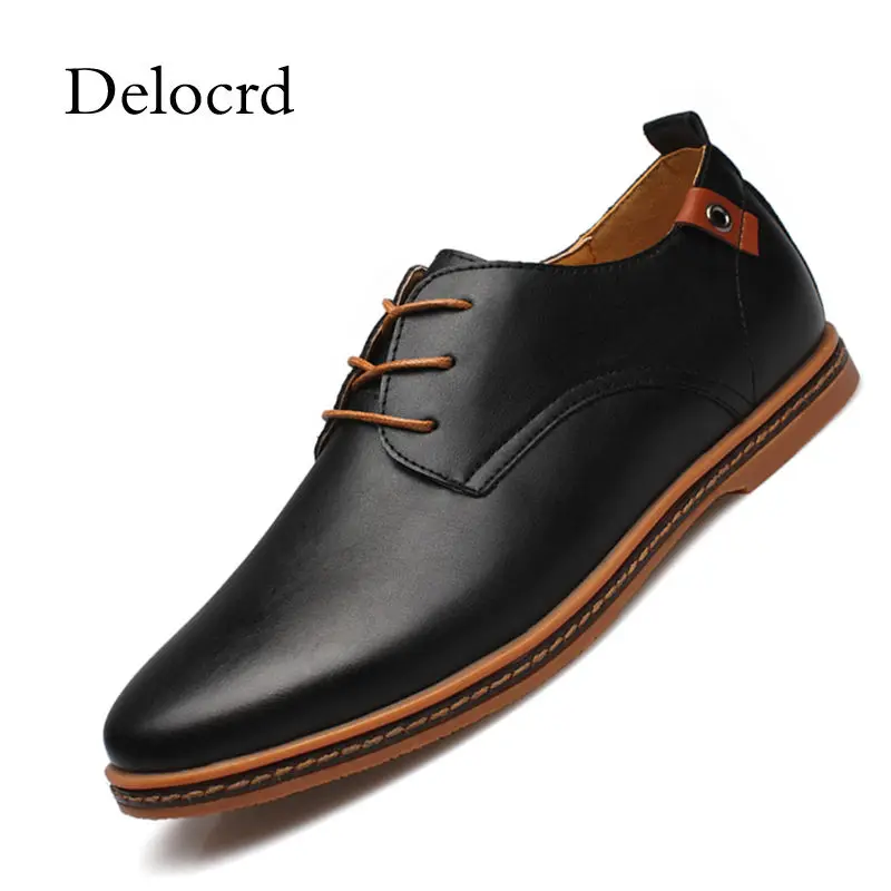 

Plus Size 38-48 Men Shoes Oxford Patent Leather Shoes Solid Color Lace Up Black Brown Daily Casual Men Dress Shoes D