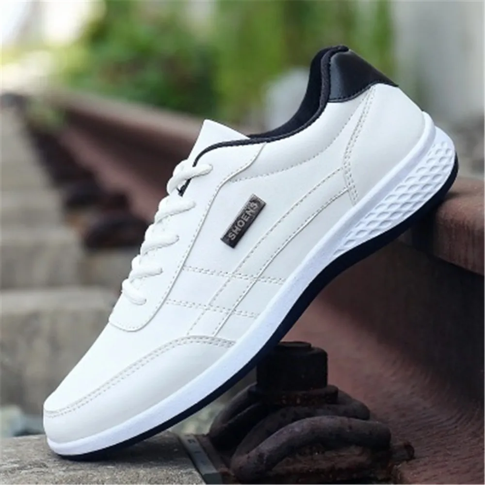 2019 New Mens Shoes Sneakers Large Size 39-44 Man Flats High Quality Casual Pu Leather Loafers Black White |