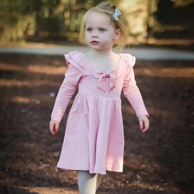 Children Girls Princess Dress Pink Long 