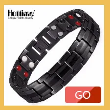 Hottime Fashion Golden 304 Stainless Steel Bracelet Health Energy Magnetic Bracelets For Man Hand Link Chain Wristband 10107