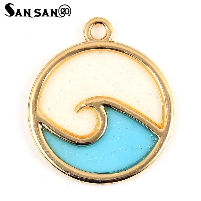 

10pcs Silver Gold Color Tone Openwork Ocean Wave Round Circle Charms For Making Pendant Necklace Bracelet Jewelry Accessories