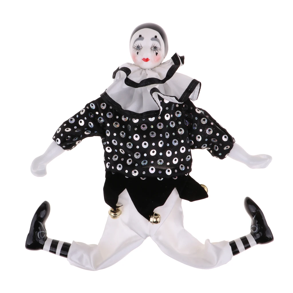 2Pcs Fashion Porcelain Clown Doll Halloween Christmas Decoration Souvenir Collections Friends Gift Home Table Decor