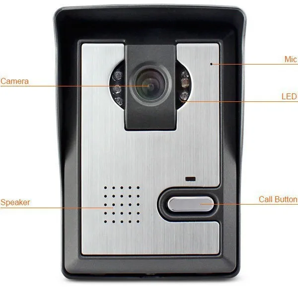 7 дюймов монитор видео домофон дверной звонок Камера видеодомофон дома видеодомофон система 1-Камера + 2-монитор