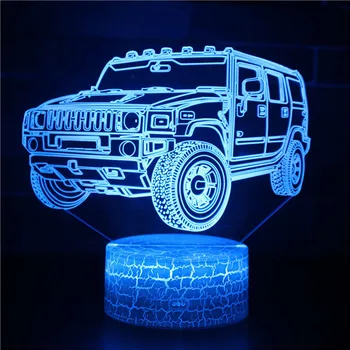 

Magiclux Transporation Theme Table Lamp With ABS Base and Acryl Light Board 3D Hummer Car Modle USB Bedroom Lamp For Christmas