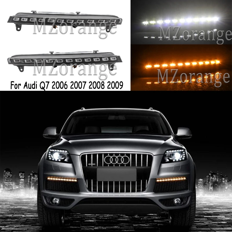 

1 pair LED Daytime Running Lights with Yellow Turn Signal Function For Audi Q7 2006 2007 2008 2009 DRL Waterproof IP67 Fog Lamps