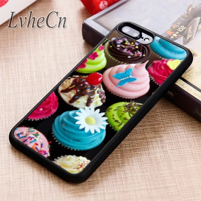 Цветной чехол для телефона LvheCn с кексами iPhone 5 6 6s 7 8 plus X XR XS max 11 12 Pro Samsung Galaxy S7 edge S8 S9