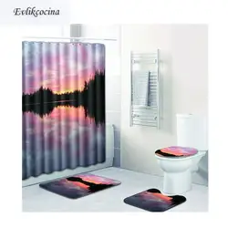 Бесплатная доставка 4 шт. Sunset Glow живописные Casa De Banho Banyo Ванная комната ковер Туалет коврики для ванной набор Tapis Salle De bain Alfombra Bano