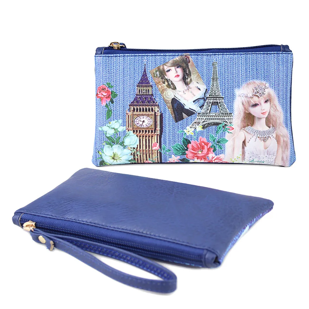 

Women's coin purse art pattern Paris key mobile phone leather purse storage bag coin purse Monederos Para Dropship T613