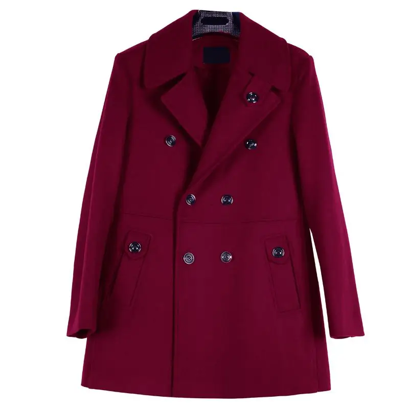Новое Брендовое вино красный шерстяные пальто для мужчин в английском стиле; модная двубортная куртка повседневные шерстяные пальто для мальчиков, куртки, пальто Размеры S-5XL 6XL
