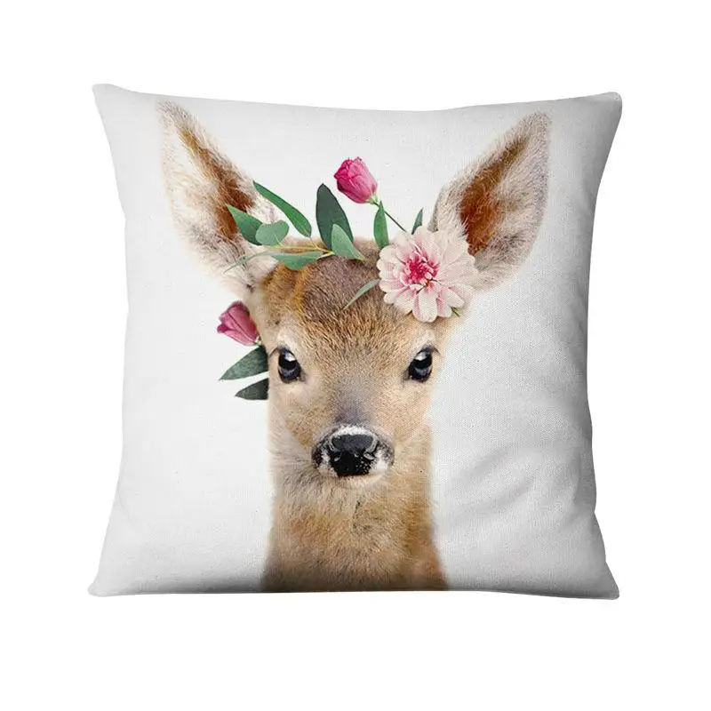 Home Decoration Pillow Fresh Animals In Flower Printed Cushion Decorative Pillows Almofada Decorativas Para Sofa Throw Pillow 