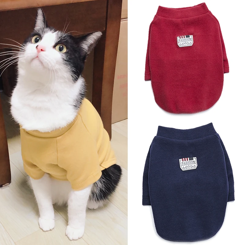Модный свитер для питомца кота, толстовка с капюшоном, однотонная Одежда для кошек Mascotas Gato, Ropa Para Gatos, Katten kleding, одежда для домашних животных