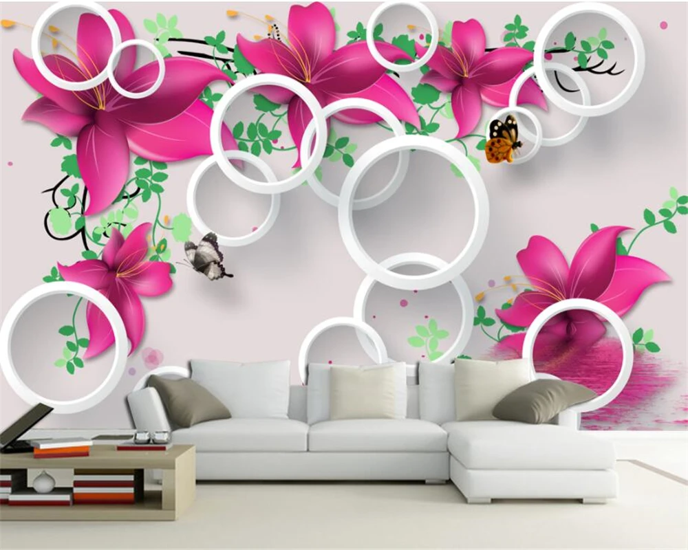 

Custom Wallpaper 3D Fantasy Lily Blossom Stereo TV Background Home Decoration Background Mural 3d wallpaper photo Beibehang