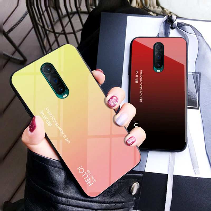 

New Tempered Glass Case for OPPO R17Pro Aurora Colorful Cover for OPPO R17Pro Case