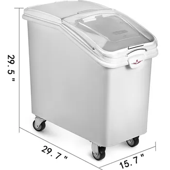 

27 Gallon White Plastic Mobile Ingredient Storage Bin with Lid