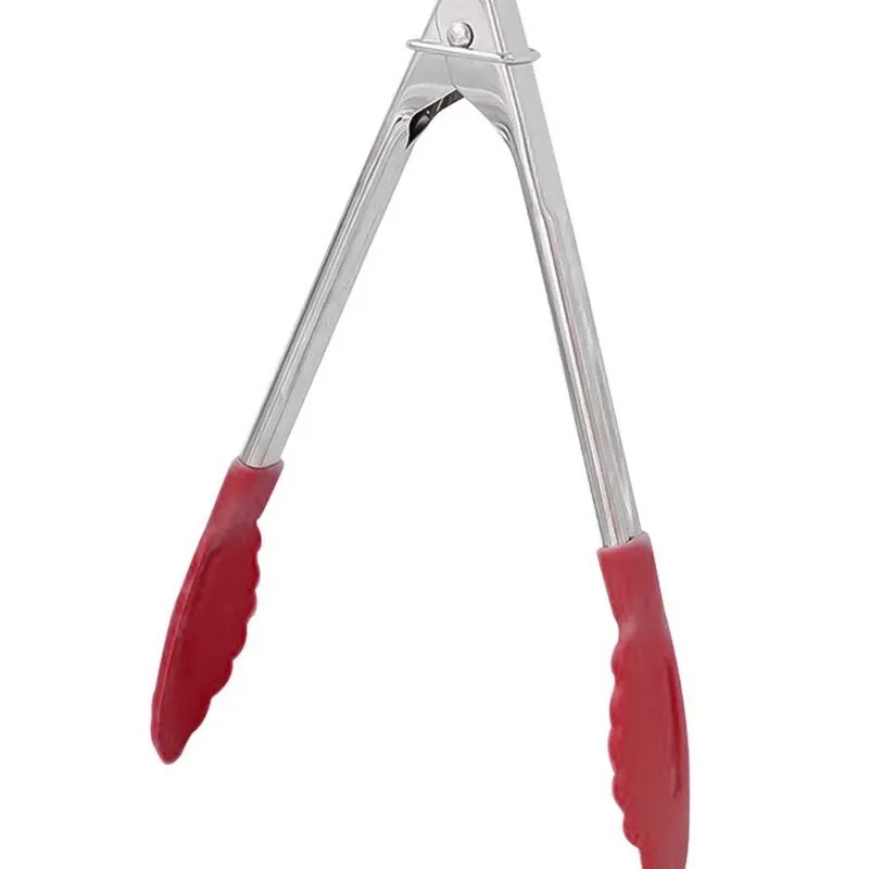 red 18x3.5cm Силиконовые кухонные щипцы из нержавеющей стали для приготовления салата, сервировки барбекю, щипцы для выпечки, не нагреваются, зажим для выпечки, щипцы, инструменты для приготовления пищи - Цвет: red 18x3.5cm