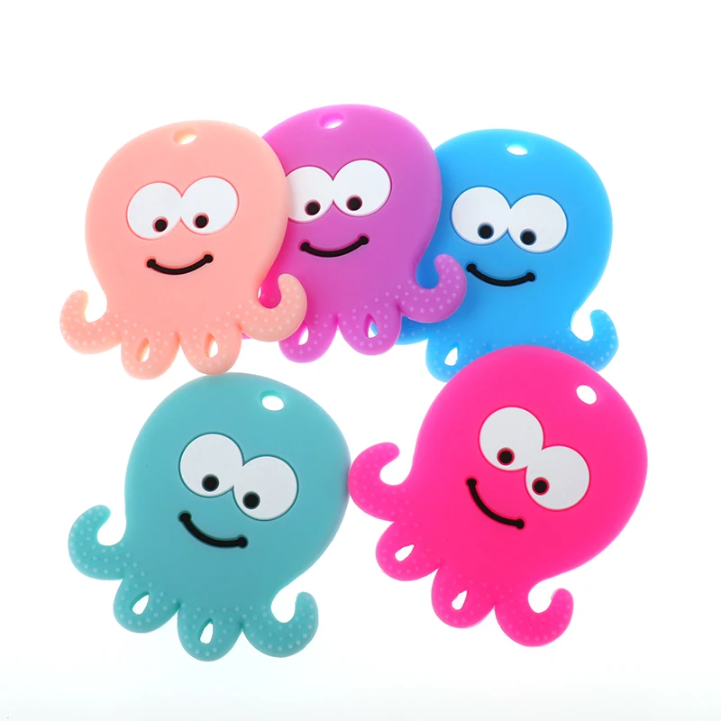 

5pcs Silicone Octopus Baby Teethers Bpa Free Infant Teething Pendant Silicone Pacifier Chain Accessories Nursing Gift Food Grade