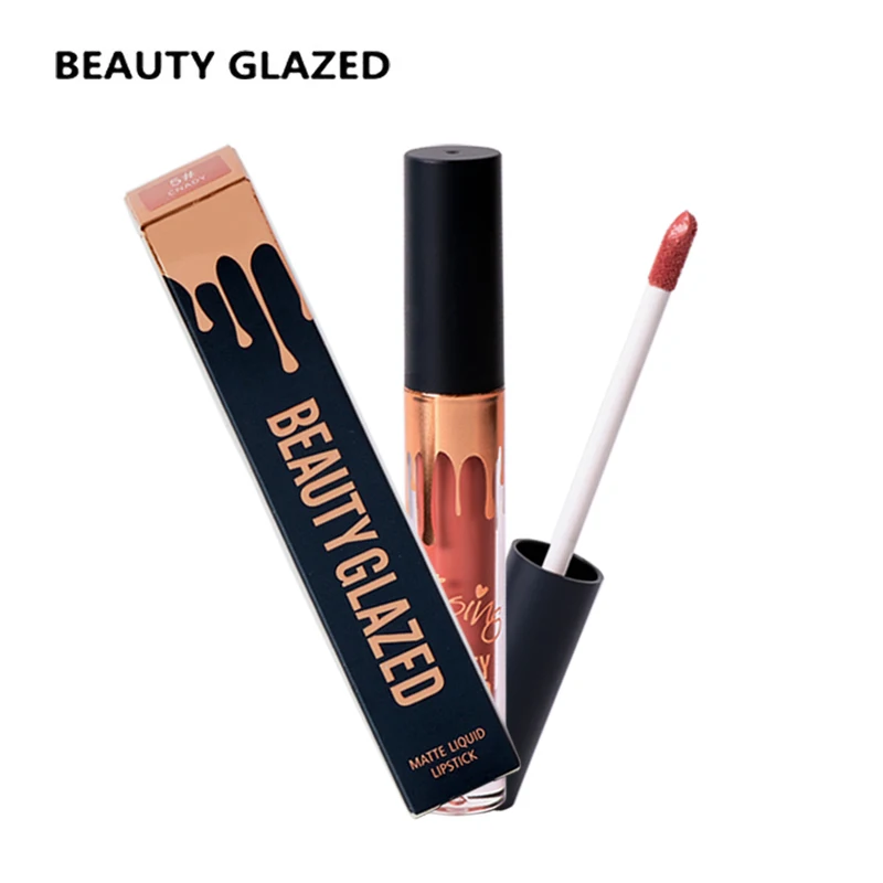 Beauty Glazed Brand Makeup Matte Lipstick Waterproof Lip Gloss Long Lasting Metallic Golden Lip