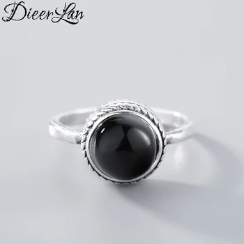 

Boho New Trendy 925 Sterling Silver Black Rings for Women Engagement Jewelry Adjustable Size Finger Rings Anillos 2019