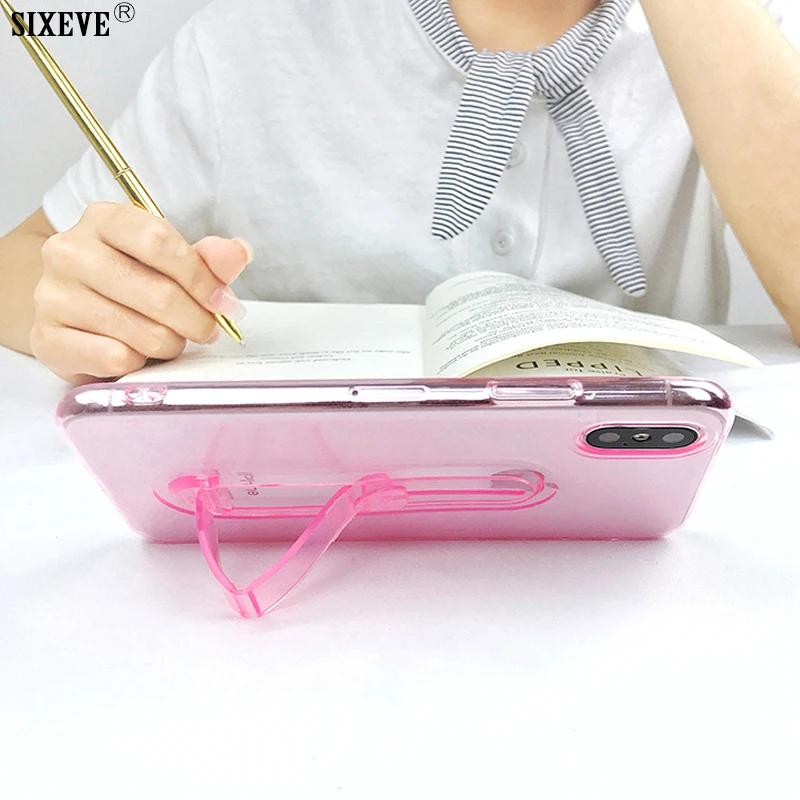 

SIXEVE Soft Silicone Clear Case For iPhone X 8 7 6 5 s 6s 7Plus 8Plus 6Plus Samsung Galaxy S7 Edge S8 S9 Plus Back Cover Holder