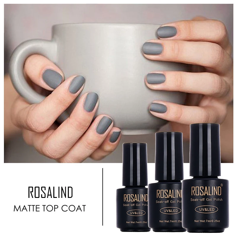 

ROSALIND 7ML Matt Top Coat for DIY Nail Gel Polish Dried with UV LED Lamps Removable Nail Art Gel Lacquer