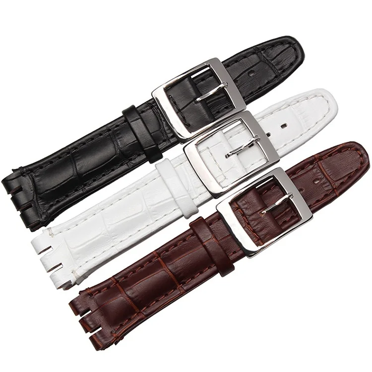 Buy 17mm 19mm Black Brown White Genuine Leather Watch