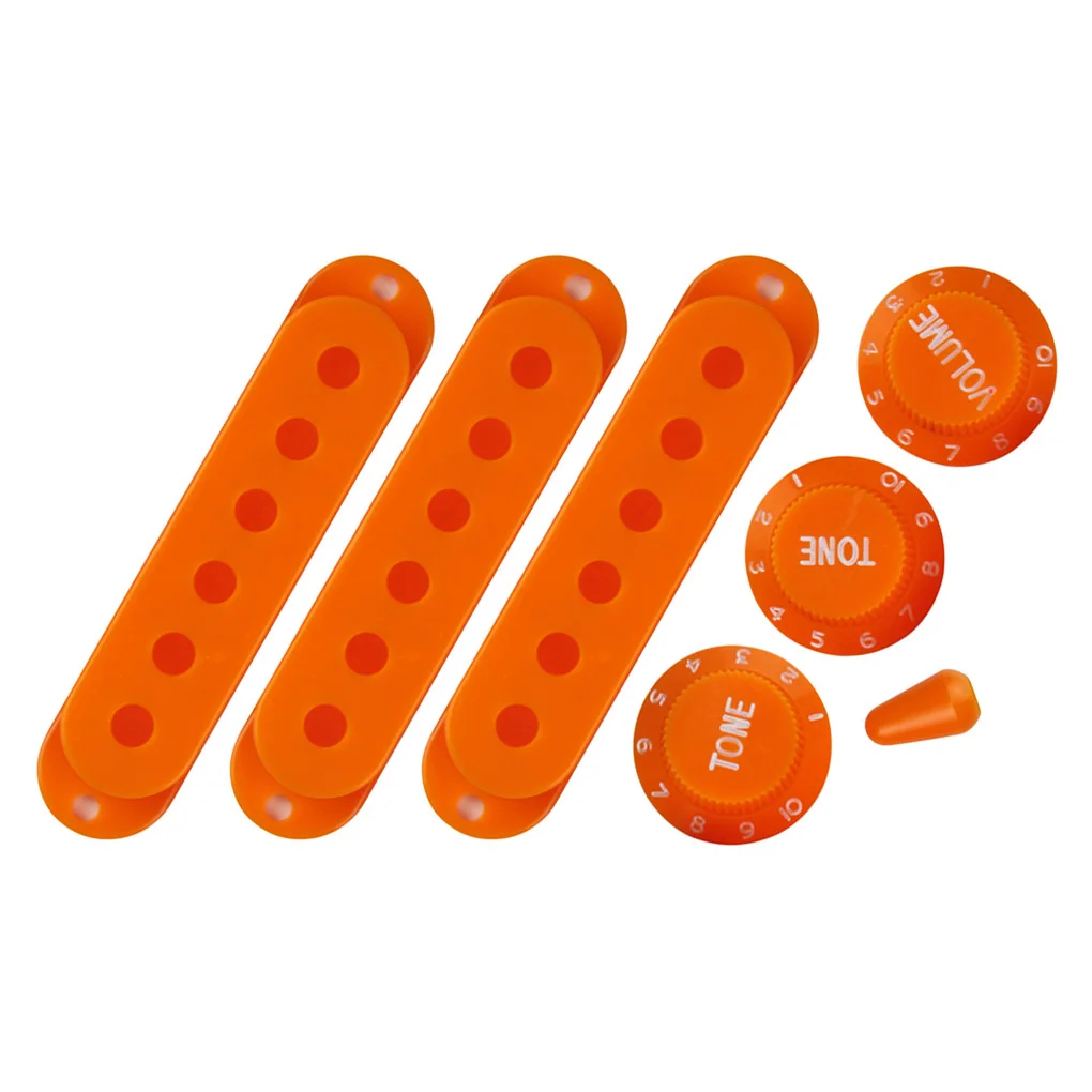 

NEW Set of Guitar Parts 52/52/52mm Single Coil Pickup Covers Strat Guitar Speed Control Volume Tone Knobs Switch Tip Orange