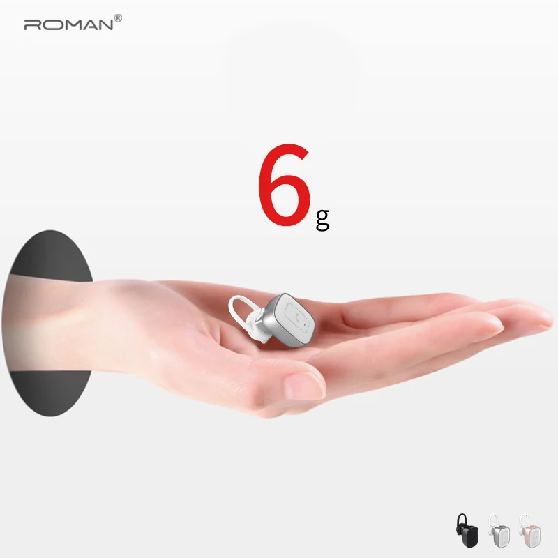 

Roman Mini Wireless Bluetooth Earphone in Ear Sport with Mic Handsfree Headset Earbud for iPhone For Android With packing