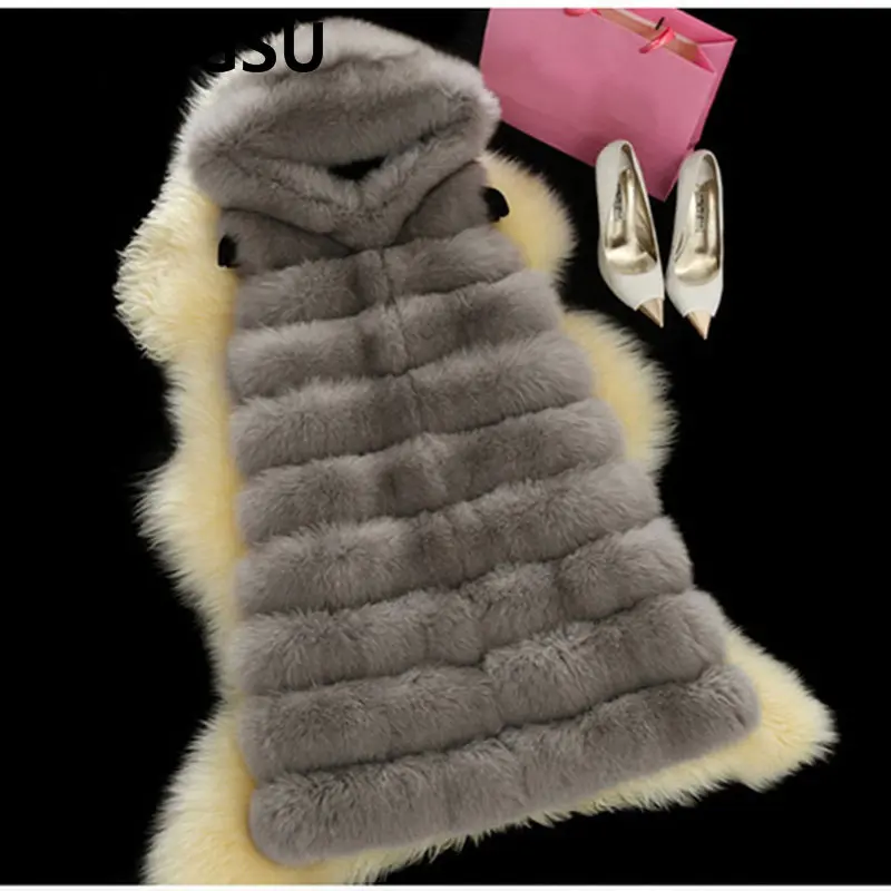 2018 European Station New Faux Fur Vest Women Whole Leather Longer Large Size S-6XL Section Fox Fur Vest Winter Overcoat Is1108 2018 European Station New Faux Fur Vest Women Whole Leather Longer Large Size S-6XL Section Fox Fur Vest Winter Overcoat Is1108