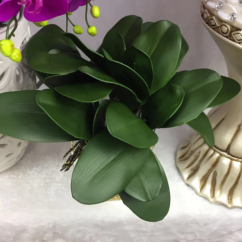 1 шт фаленопсис искусственное растение с листьями листьев декоративные цветы вспомогательный материал для цветочного оформления листьев орхидеи