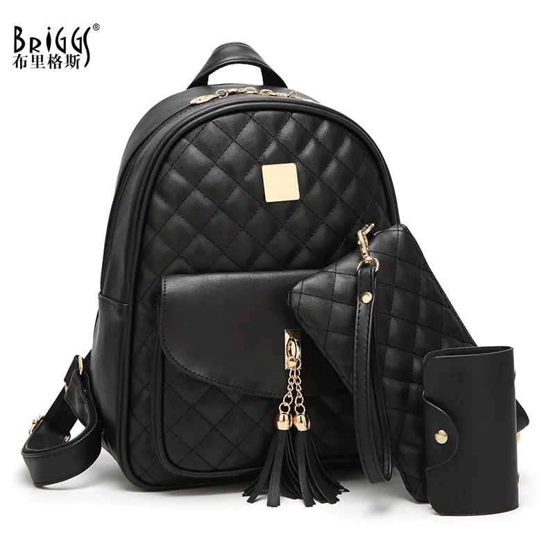

Preppy Style School Backpack PU Leather Women mochila Shoulder Bag Plaid School Bags For Teenage Girls mochilas mujer 2018