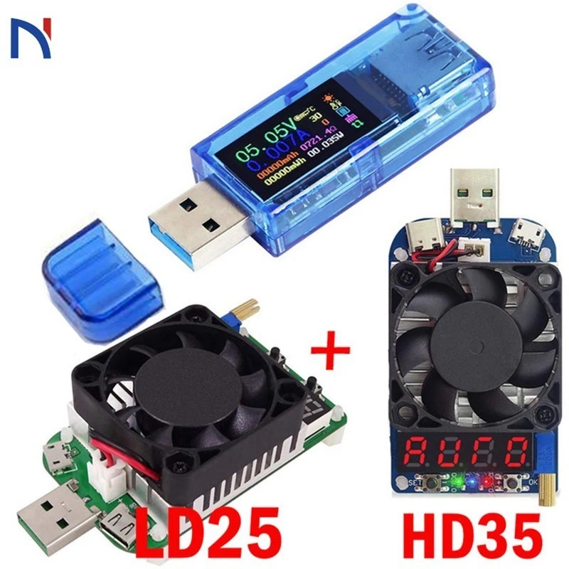 

USB 3.0 Voltmeter Ammeter Voltage Current Meter With 25W 35W Load LD25 HD35 Multimeter Battery Charge Power Bank Tester