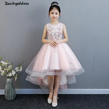 Розовые Платья с цветочным узором для девочек на свадьбу; бальное платье; детское вечернее платье; коллекция года; платья для первого причастия для маленьких девочек