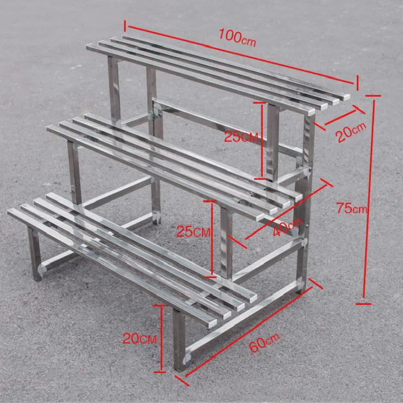 Трехслойная лестница из нержавеющей стали Цветочный Стенд горшок стойка балкон из кованого железа многослойная Цветочная полка Крытая и открытая стойка